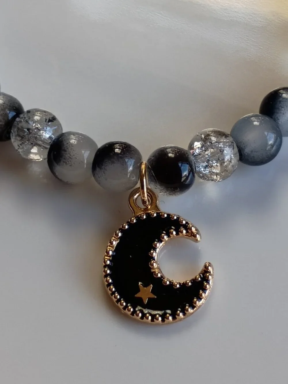 Midnight Moon Kids Bracelet, Handmade Beaded Bracelet, 5.5